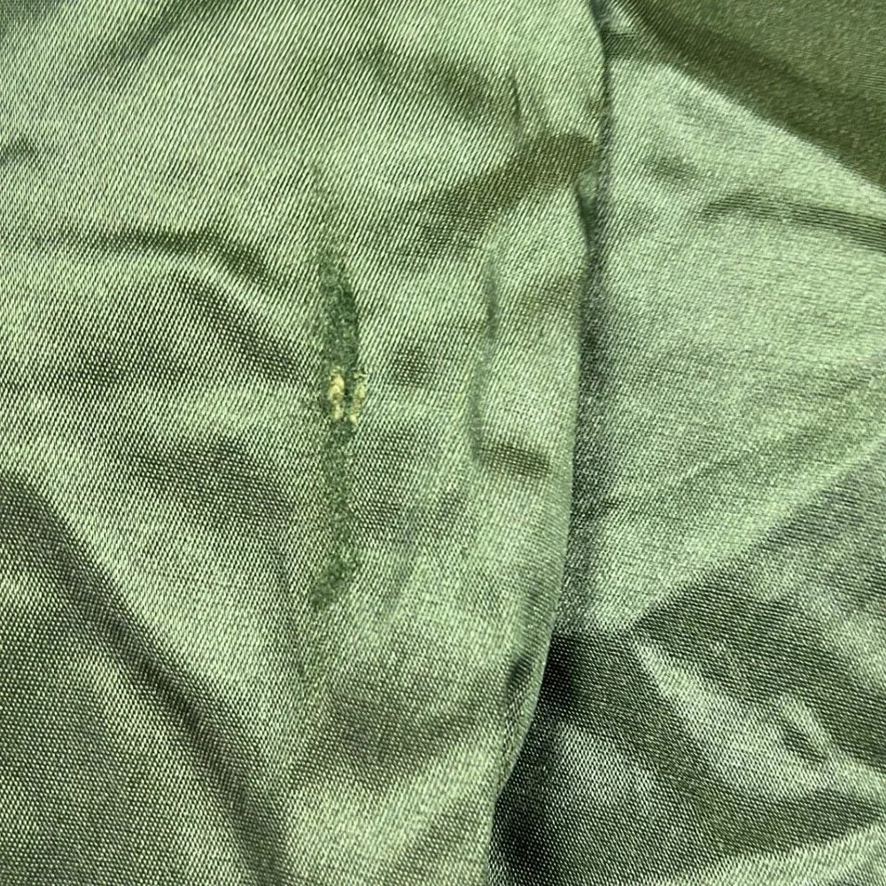 70s/80s Satin Utility Jacket Mens L Green Vintage Zip Up Bomber Side Vents
